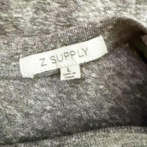 Z SUPPLY | T-Shirt Jumpsuit Short Sleeve Drawstring Waist Heathered Gray | Large - Picture 6 of 8